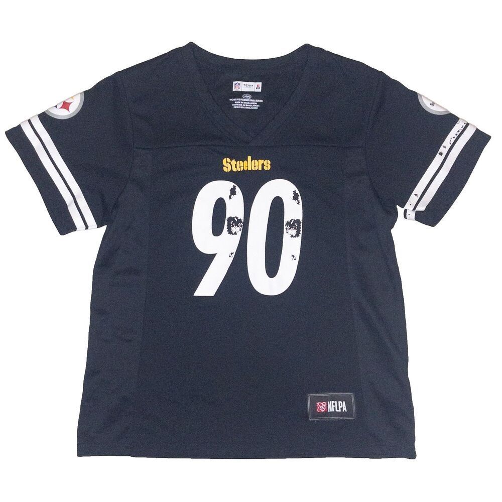 NFL  Women's T.J. Watt 90 Black Pittsburgh Steelers Team Player Jersey Sz L
